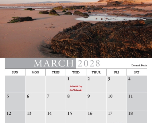 2028 Calendar Dornoch Beach Dornoch Beach