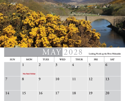 2028 Calendar Looking North up the River Helmsdale Looking North up the River Helmsdale