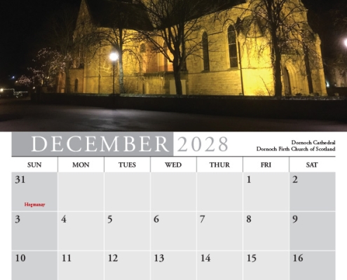 2028 Calendar Dornoch Cathedral, Dornoch Firth Church of Scotland Dornoch Cathedral, Dornoch Firth Church of Scotland
