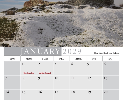 2028 Calendar Carn Liath Broch near Golspie Carn Liath Broch near Golspie